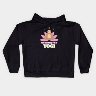 I'm not lazy I'm a yogi, cute sloth meditate on the lotus flower Kids Hoodie